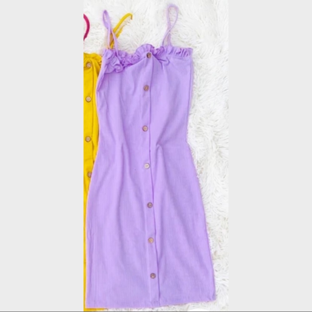 Lavender Button Detail Mini Dress